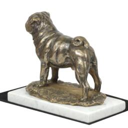 Pug, Dog White Marble Base Statue, Limited Edition, Artdog. Made Of Cold Cast Bronze. Perfect Gift. Limited Edition - thumbnail 3