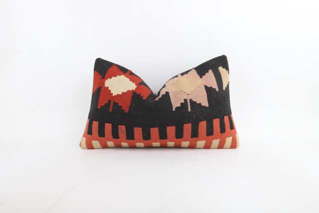 Handmade Turkish Kilim Pillow 12x20 Wool Cushion Cover - image 1