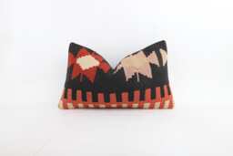 Handmade Turkish Kilim Pillow 12x20 Wool Cushion Cover - thumbnail 1