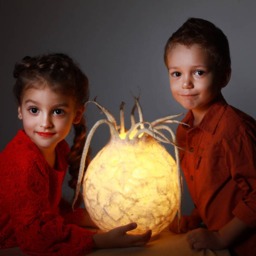Handmade Felted Wool Lamp, Unique Night Light, Beige - thumbnail 4