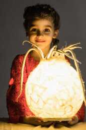 Handmade Felted Wool Lamp, Unique Night Light, Beige