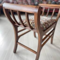 Vintage Silk Rug Ottoman Bench, Beech Wood Stool, Marquise Chair - thumbnail 3