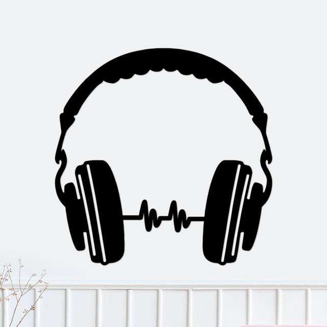 Music Wall Art, Wood Room Decor, Headphone Sign, Dj Gift, Studio Artwork, Lover Hanging, Recording - image 1