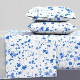 Abstract Sheets - Splat in Cobalt Blue By Danika_Herrick Ink Splatter Dots Nautical Cotton Sateen Sheet Set Bedding Spoonflower