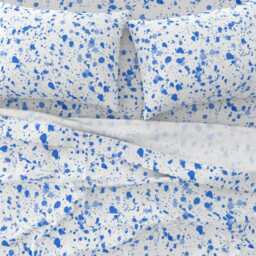 Abstract Sheets - Splat in Cobalt Blue By Danika_Herrick Ink Splatter Dots Nautical Cotton Sateen Sheet Set Bedding Spoonflower - thumbnail 3