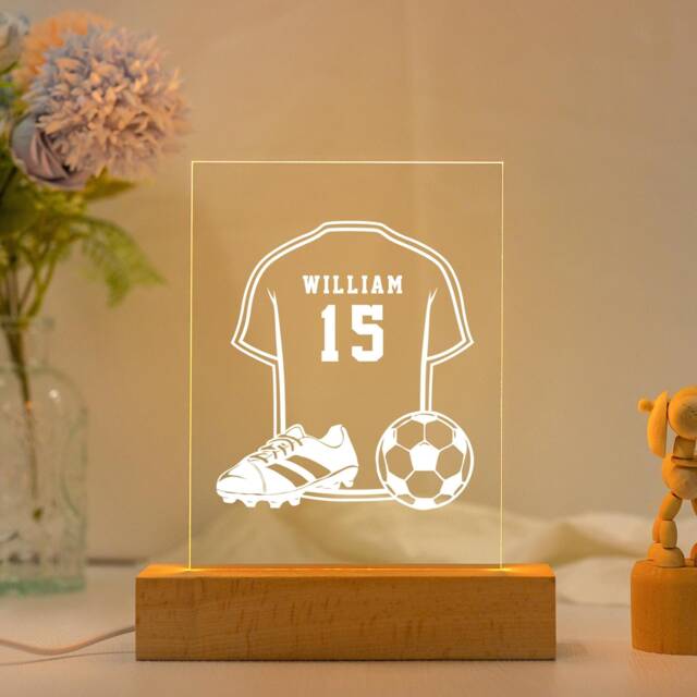 Soccer Ball Night Light Custom Gift For Kid, Name Personalized Christmas Him, Boys Bedroom Decor, Sport Sign Gifts - image 1