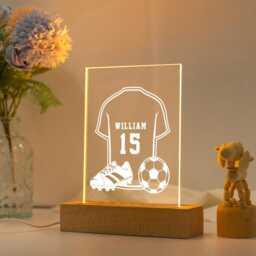Soccer Ball Night Light Custom Gift For Kid, Name Personalized Christmas Him, Boys Bedroom Decor, Sport Sign Gifts - thumbnail 3