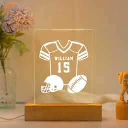 Soccer Ball Night Light Custom Gift For Kid, Name Personalized Christmas Him, Boys Bedroom Decor, Sport Sign Gifts - thumbnail 2