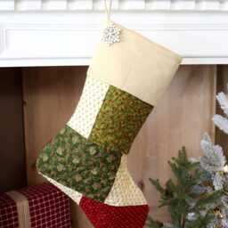 Personalized Quilted Christmas Stocking, Patchwork Design, Farmhouse Decor - thumbnail 3