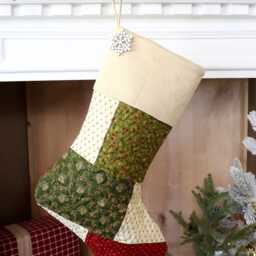 Personalized Quilted Christmas Stocking, Patchwork Design, Farmhouse Decor - thumbnail 2