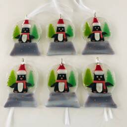 Fused Glass Penguin Christmas Tree Decoration - Decoration, Cornish Glass, Fused Glass Cornwall - thumbnail 3