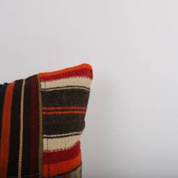Vintage Turkish Kilim Pillow Cover Handwoven Wool Throw Cushion - 16x16 - thumbnail 3