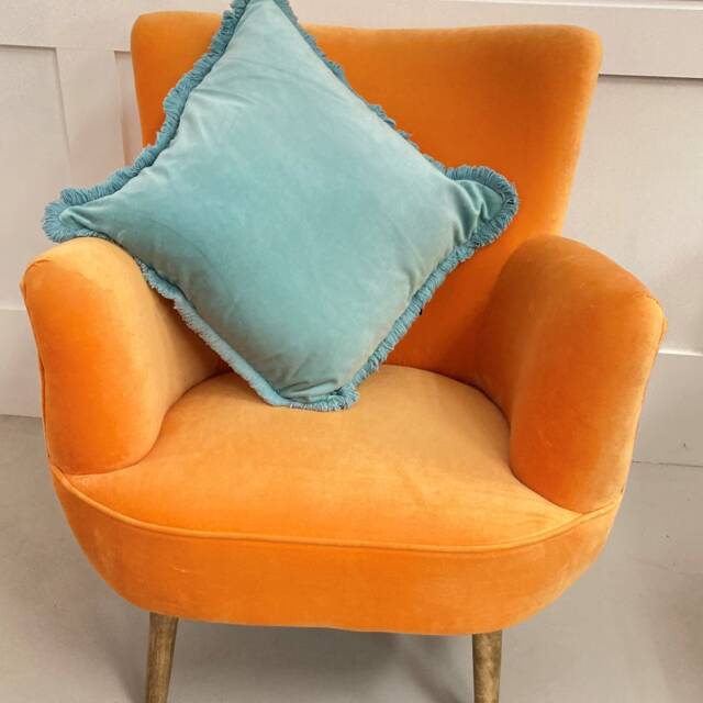Orange Armchair, Cocktail Chair, Reading Bedroom Accent Teal Chair, Comfy Armchair, Orange Armchair, Occasional Chair - image 1