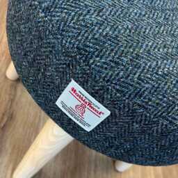 Charcoal Harris Tweed Footstool With Varnished Wooden Legs - thumbnail 2