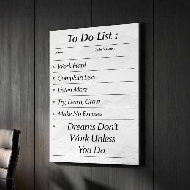 To Do List Motivational Inspirational Self-Improvement, Framed Canvas Wall Art Poster Print, Home Office & Room Decor, Gift Idea - image 1