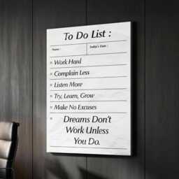 To Do List Motivational Inspirational Self-Improvement, Framed Canvas Wall Art Poster Print, Home Office & Room Decor, Gift Idea - thumbnail 1