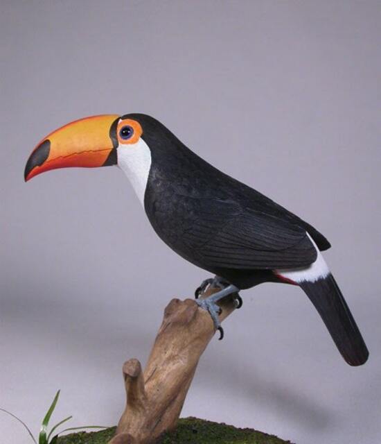 10 Inches Toco Toucan Wood Carving Bird - image 1