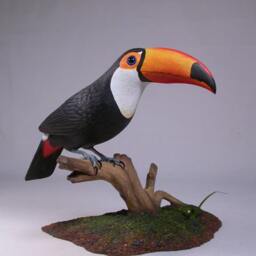 10 Inches Toco Toucan Wood Carving Bird - thumbnail 3