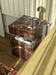 Rosso Levanto Marble Nightstand Handmade Natural Stone Side Table - thumbnail 1