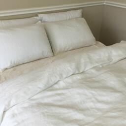 White Duvet Cover in Medium Weight Washed Linen, Custom Linen Duvet Cover, Extra Large - thumbnail 4