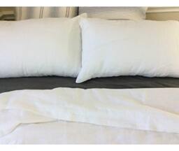 White Duvet Cover in Medium Weight Washed Linen, Custom Linen Duvet Cover, Extra Large - thumbnail 3
