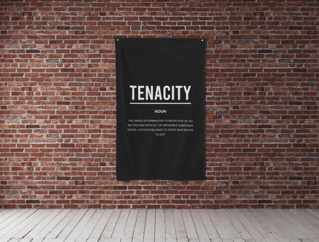 Tenacity Definition Flag Motivational Gym Decor, Office Wall Art, Inspirational Banner, Persistence Quote, Determination Gift, Success Decor - image 1