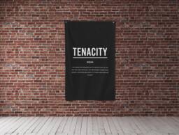 Tenacity Definition Flag Motivational Gym Decor, Office Wall Art, Inspirational Banner, Persistence Quote, Determination Gift, Success Decor