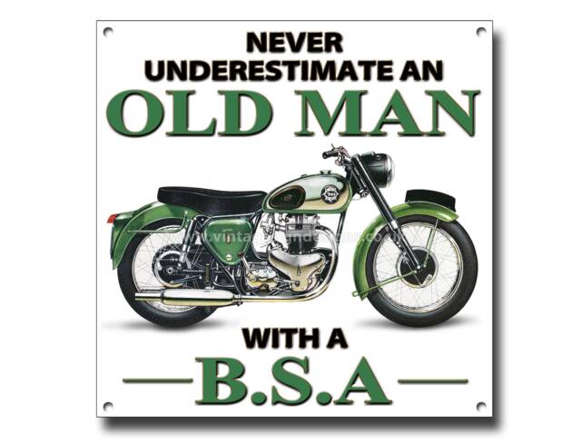 "Never Underestimate An Old Man With A B.s.a Motorcycle Size 8""x8"