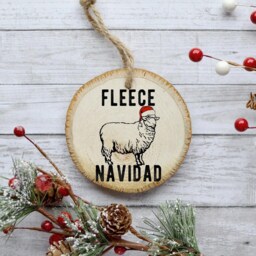 Flying Pig Christmas Ornament - Rustic Natural Wood Slice 2018 Gift Idea Stocking Stuffer - thumbnail 3
