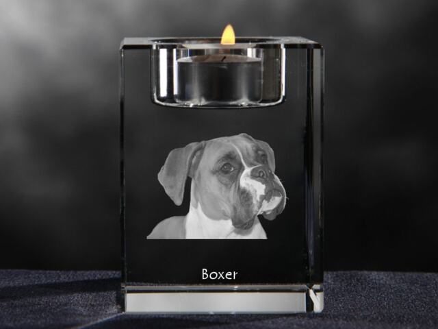 Boxer 2, Crystal Candlestick With Dog, Souvenir, Decoration, Limited Edition, Collection - image 1