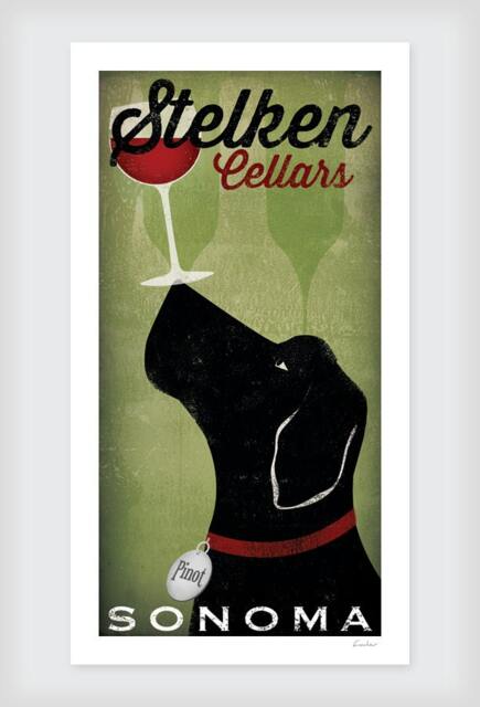 Custom Personalized Black Brown Yellow Dog Labrador Cellars Vineyard Wine Company Graphic Art Print Signed - image 1