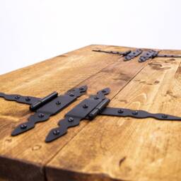 Antique Hairpin Leg Blanket Box Toy Chest -By Dab Chic & Vintage/Bespoke Handmade Rustic Solid Wood Trunk With Black Legs - thumbnail 3