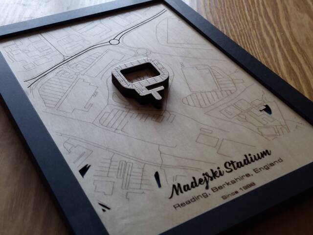 Madejski Stadium Wall Art Laser Engraved Wood, Reading Fc Gift - image 1