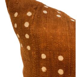 Authentic African Pillow, Handwoven Mudcloth Brown Rust With White Dots Pillow Cover- Throw Cover, Sofa Cushion 20x20 - thumbnail 3