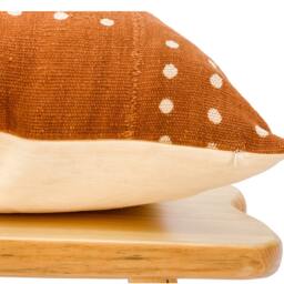 Authentic African Pillow, Handwoven Mudcloth Brown Rust With White Dots Pillow Cover- Throw Cover, Sofa Cushion 20x20 - thumbnail 2