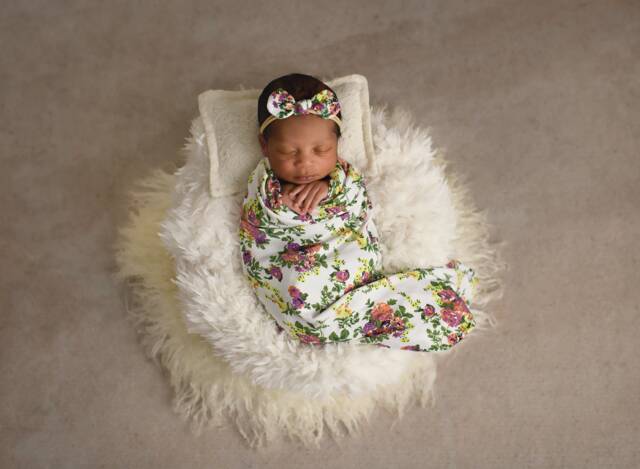 Floral Swaddle Blanket/Knot Headband Set Lightweight Baby Swaddling Knit Soft Blanket