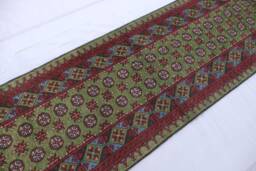 10 Ft Green Runner Rug Turkmen Mowri Design Afghan Bukhara Rug, Handmade Wool Tribal Oriental For Hallway Runner, Kitchen - thumbnail 1