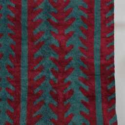 Geometric Moroccan Rug - Berry Red & Teal Tree Pattern Bold Handmade Wool Shag Area Rug, Beni Ourain Inspired Carpet, Statement Berber - thumbnail 3