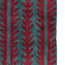 Geometric Moroccan Rug - Berry Red & Teal Tree Pattern Bold Handmade Wool Shag Area Rug, Beni Ourain Inspired Carpet, Statement Berber - thumbnail 2