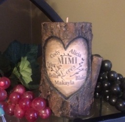 Log Candle Personalized With Kids Names Mom, Dad, Mommy, Grandma, Grandpa, Pappy, Mimi, Nana, Farm House Decor Mothers Day Gift For Mom - thumbnail 1