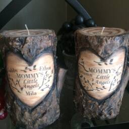 Log Candle Personalized With Kids Names Mom, Dad, Mommy, Grandma, Grandpa, Pappy, Mimi, Nana, Farm House Decor Mothers Day Gift For Mom - thumbnail 2
