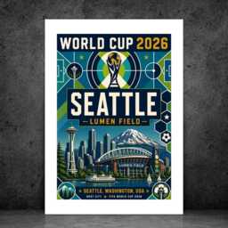 Seattle World Cup 2026 Host City - Football Print Gift Bespoke A5 A4 A3 Framed Or Unframed - thumbnail 3