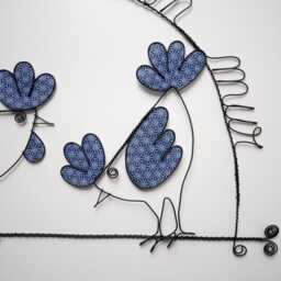 Metal Hen Wall Decoration With Driftwood & Wire, A On Wall, Country Chic Decor, Retro Boho, Nature Wire - thumbnail 3
