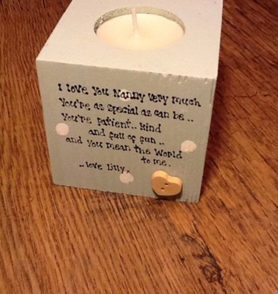 Shabby Personalised Chic Nanny Nana Nanna Nan Granny Grandma Gran Wooden Candle Gift Any Name You Would Like