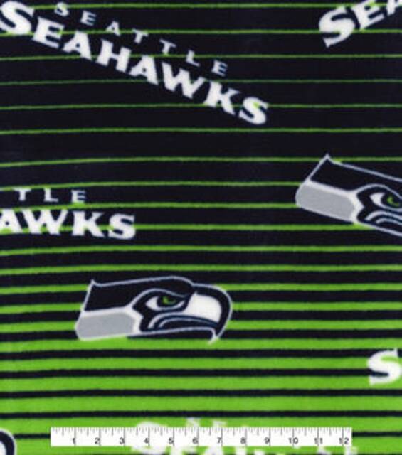 "Fleece Blanket - Seattle Seahawks Linear No-Sew Blanket 58"" X 72" - image 1