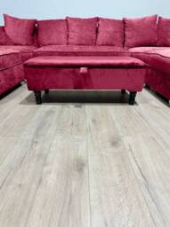 Red Velvet Ottoman Storage Bench, Handmade Chesterfield Design - thumbnail 3