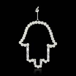 Crystal Hamsa Wall Hanging Silver Plated Jewish Home Decor - thumbnail 3
