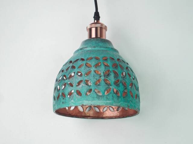 Patina Copper Lampshade Only - Oxidized Industrial Lighting Kitchen Island Light Art Deco Lamp - image 1