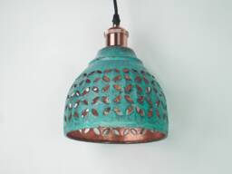 Patina Copper Lampshade Only - Oxidized Industrial Lighting Kitchen Island Light Art Deco Lamp - thumbnail 1