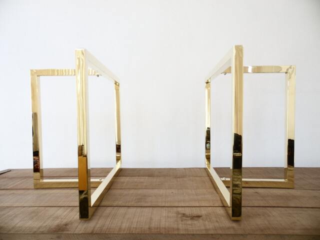 Brass T-Look Dining Table Legs - Customizable Height, Set Of 2 - image 1